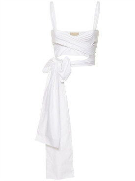 Elie Saab - Wrapped cotton blend crop top - White | Luisaviaroma | Luisaviaroma
