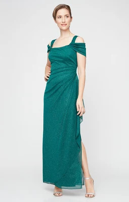 Hannah Glitter Mesh Cowl-Neck Gown | Alex Evenings