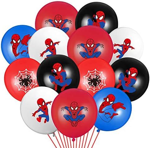 PANTIDE 50 Packs Spider Superhero Birthday Balloons, 12Inch Blue Red Black Latex Balloons Bouquet wi | Amazon (US)