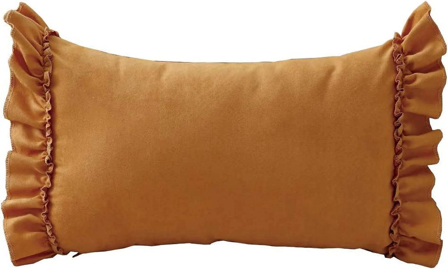 Zhuge Farmhouse Ruffles Throw Pillow Cover Super Soft Suede Decorative Lumbar Cushion Case Pillow... | Walmart (US)