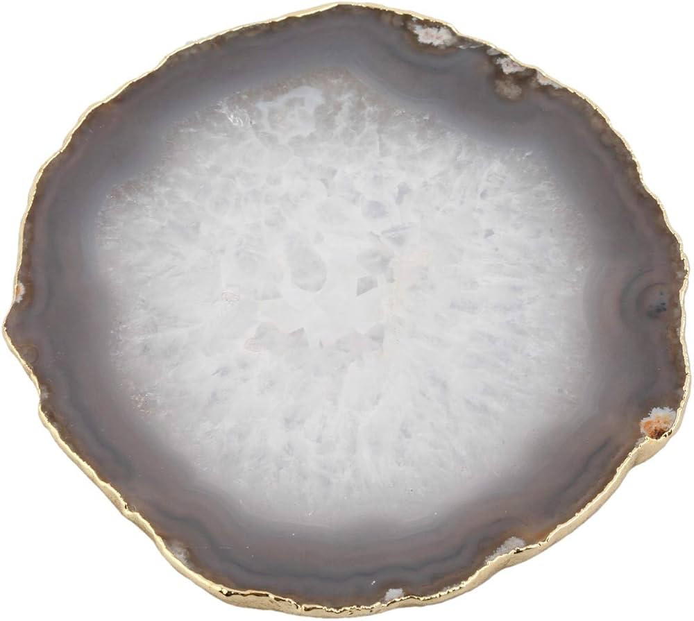 Nupuyai Polished Agate Geode Slices Cup Mats Coasters for Drinks Set of 2, Natural Stone Slab Pla... | Amazon (US)