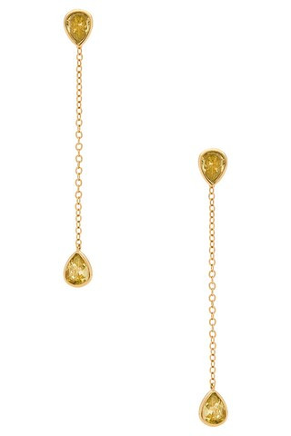 Ettika Radiant Gem Linear Chain Drop Earrings in Peridot Crystal & Gold from Revolve.com | Revolve Clothing (Global)