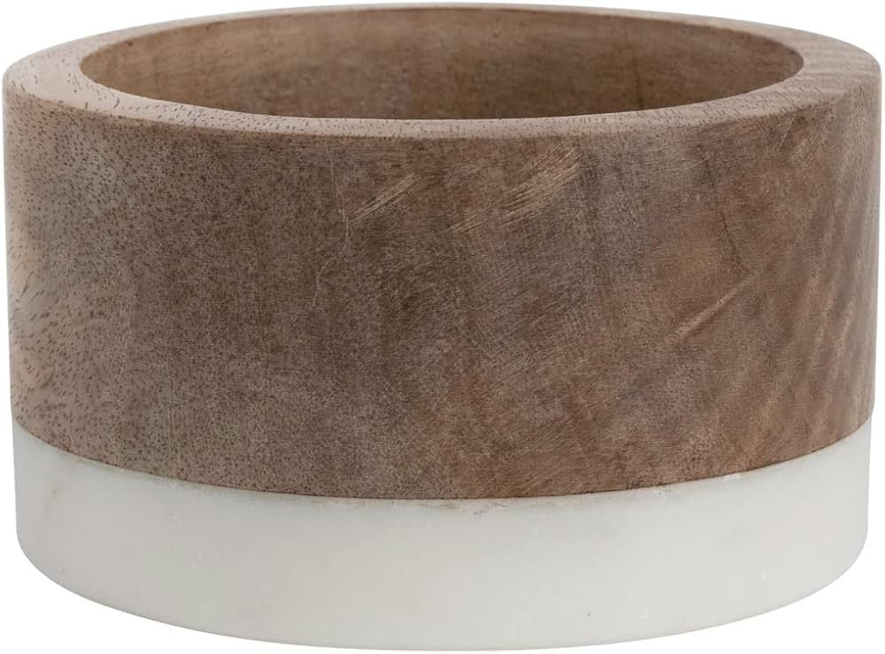 Creative Co-Op Mango Wood and Marble Bottle Holder, 5" L x 5" W x 3" H, Multicolor | Amazon (US)