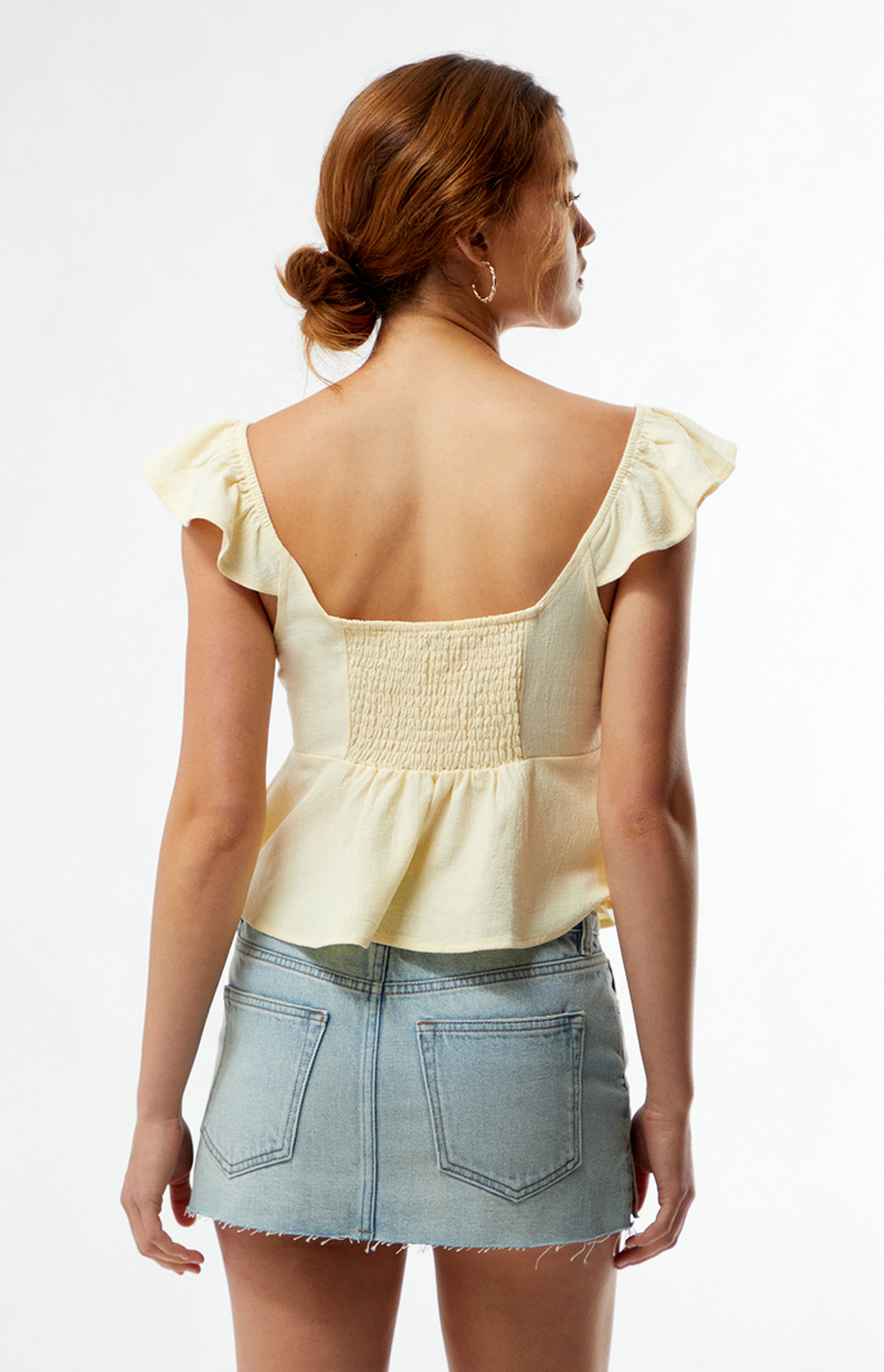 LA Hearts Keyhole Linen Babydoll Top | PacSun