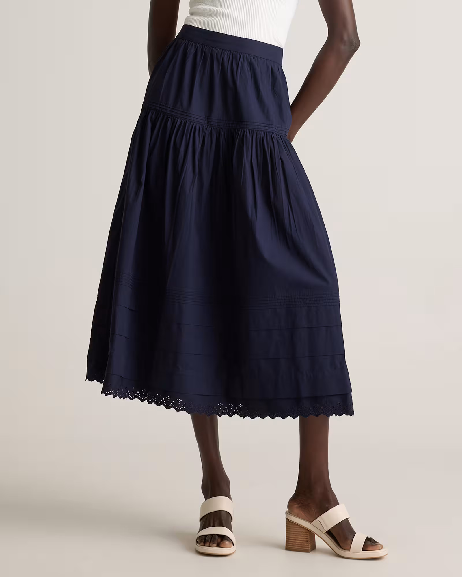 100% Organic Cotton Poplin Pintuck Maxi Skirt | Quince