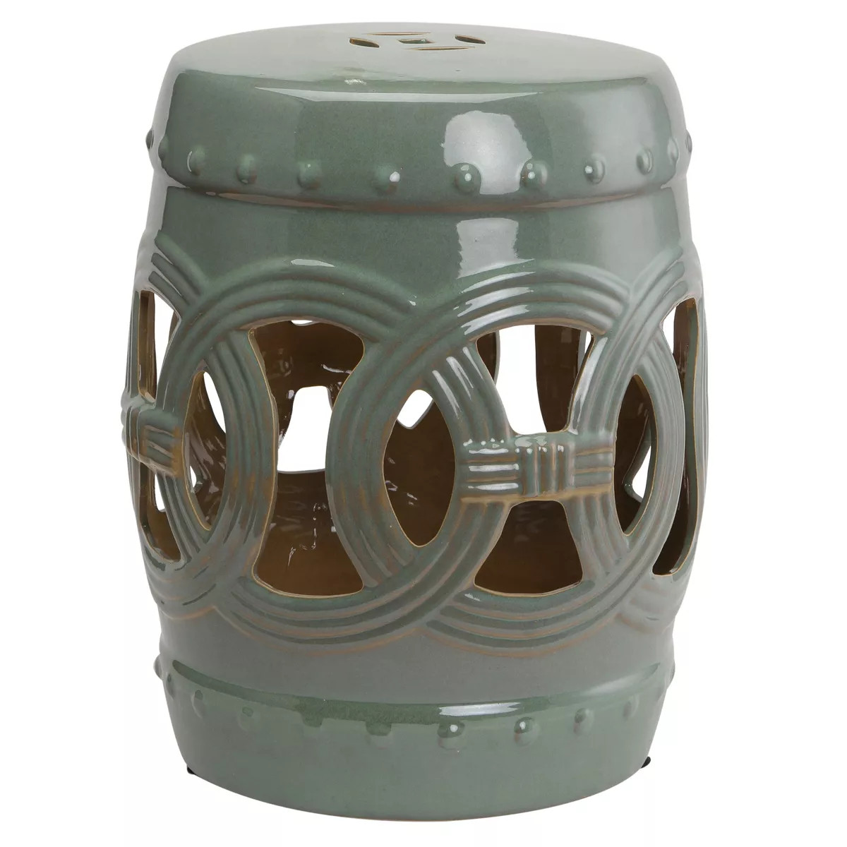 Outsunny 14" x 17" Ceramic Side Table Garden Stool with Knotted Ring Design & Glazed Strong Mater... | Target