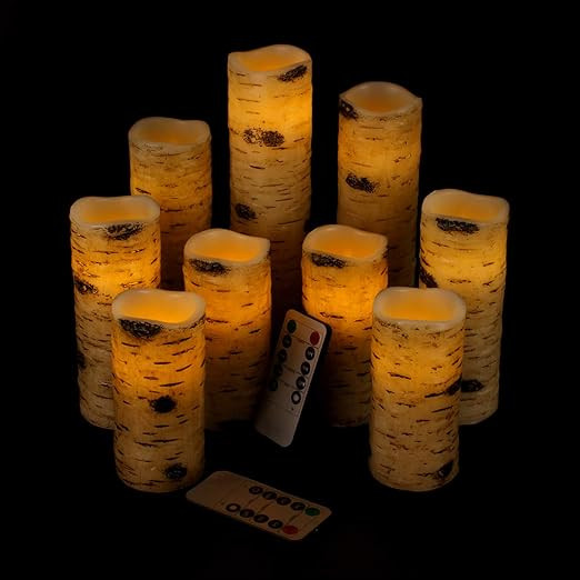 Vinkor Flameless Candles Battery Operated Candles Birch Effect 4" 5" 6" 7" 8" 9" Set of 9 Real Wa... | Amazon (US)
