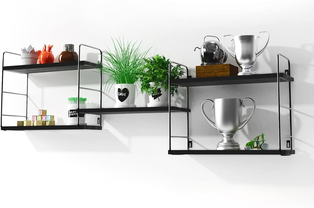 Premium Floating Shelves with Sturdy Metal Frame Durable and Modern Room Decor Easy to Install Wa... | Amazon (US)