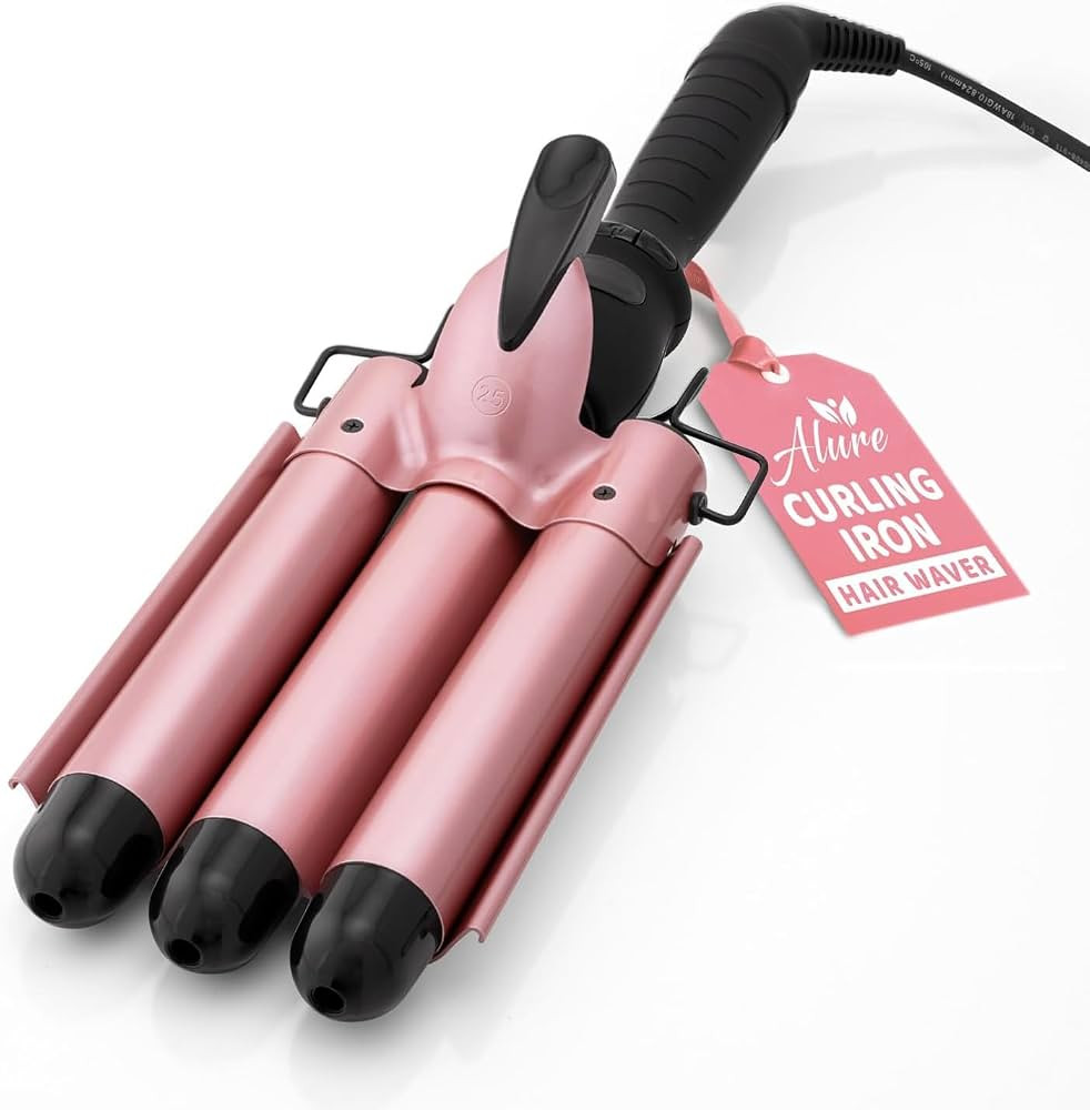 Alure Three Barrel Curling Iron Wand Hair Waver with LCD Temperature Display - 1 Inch Ceramic Tou... | Amazon (US)
