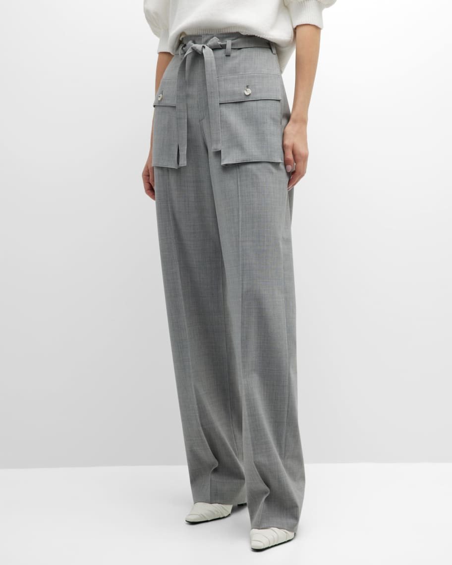 ADEAM Water Stone Straight-Leg Belted Pants | Neiman Marcus