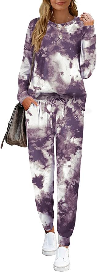 Sieanear Sweatsuit for Women 2 Piece Long Sleeve Loungewear Tie dye Outfits | Amazon (US)