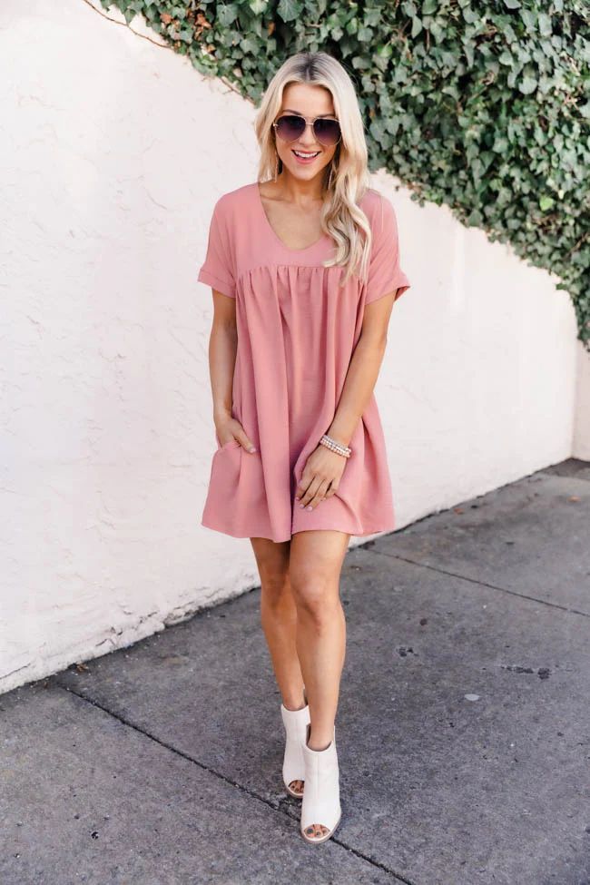 Connect To Your Heart Peach Dress | The Pink Lily Boutique