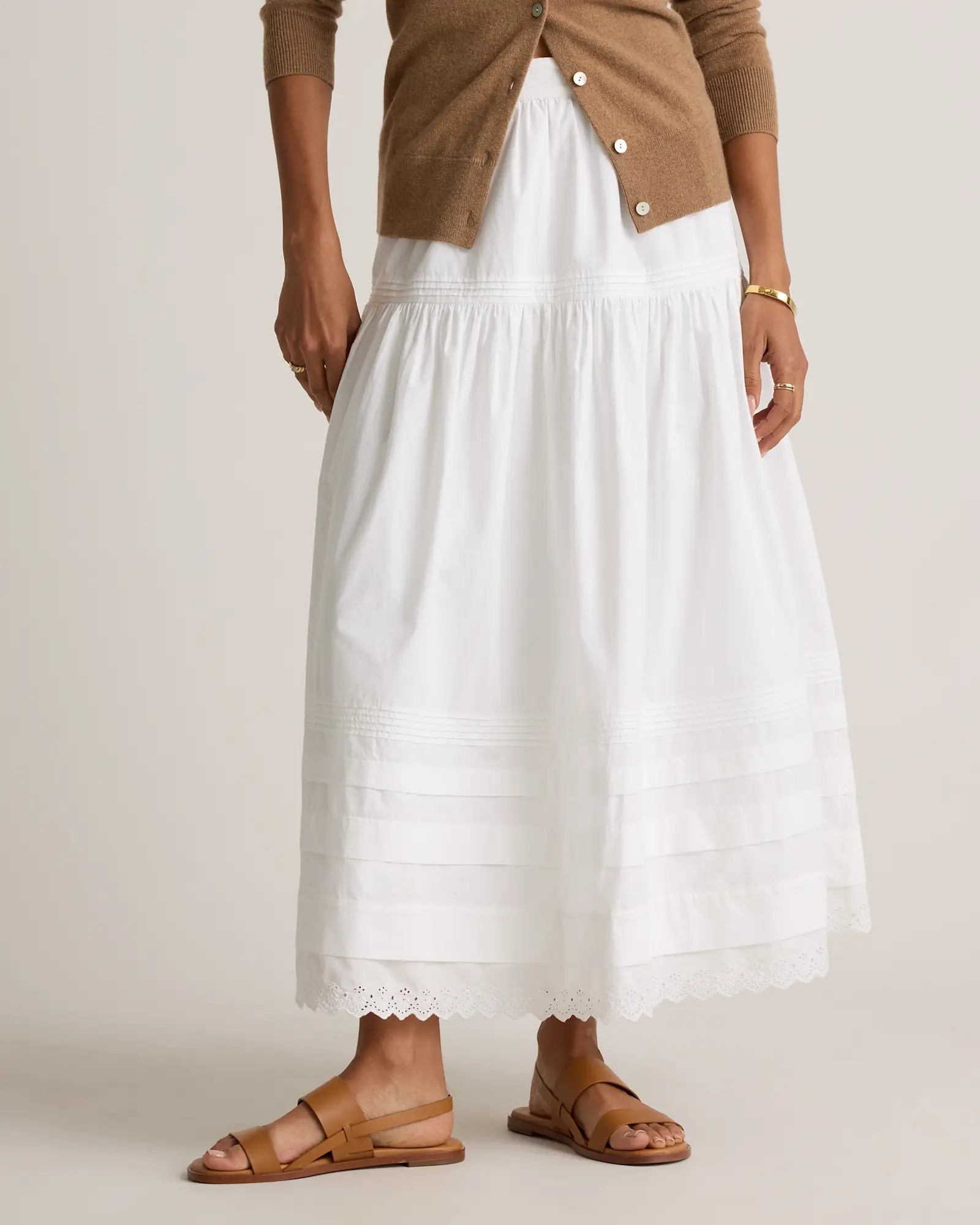 100% Organic Cotton Poplin Pintuck Maxi Skirt | Quince