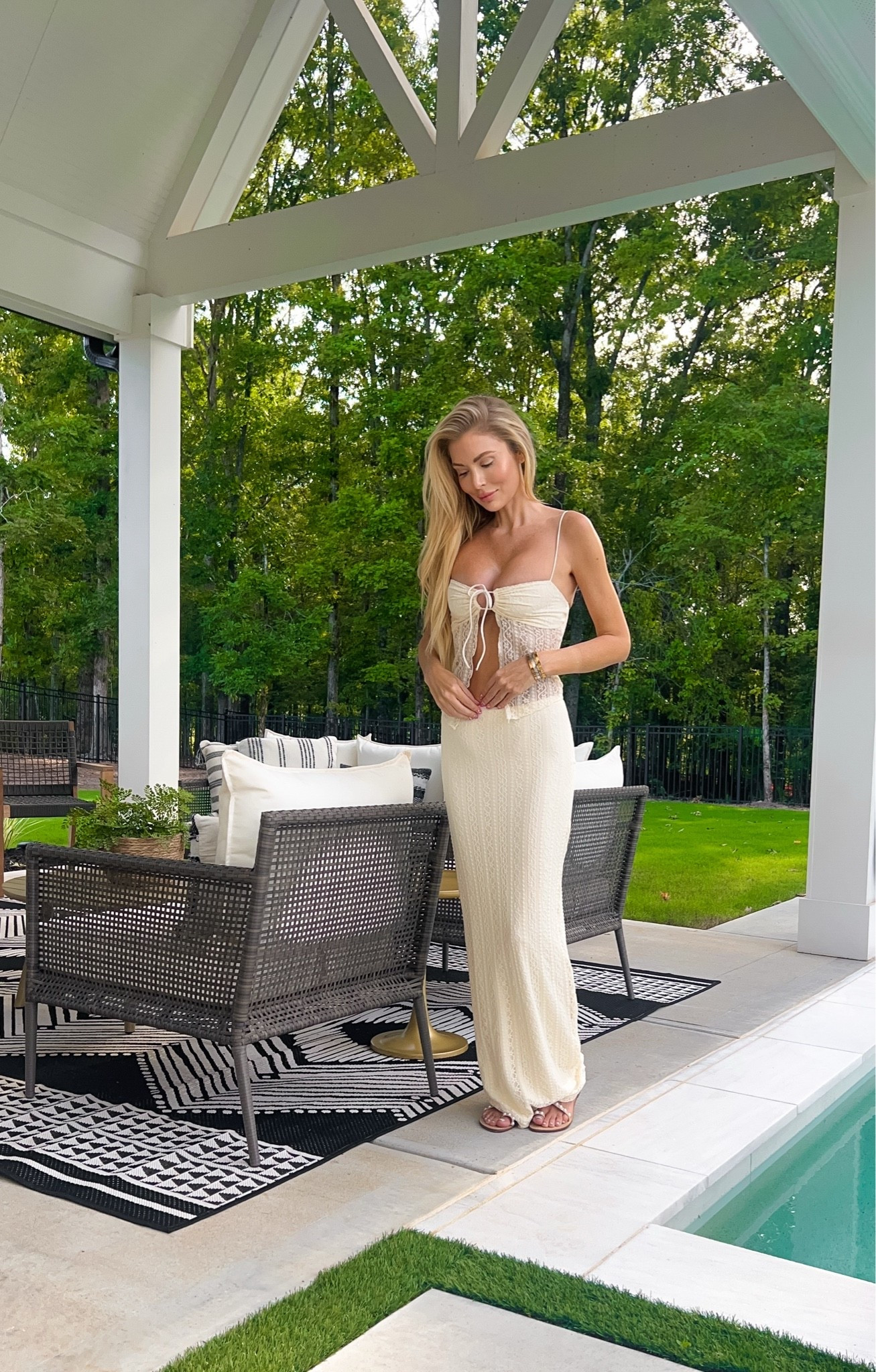 Ivory beige skirt maxi set