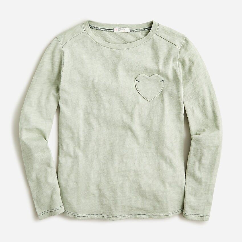 Girls' long-sleeve heart-pocket T-shirt | J.Crew US