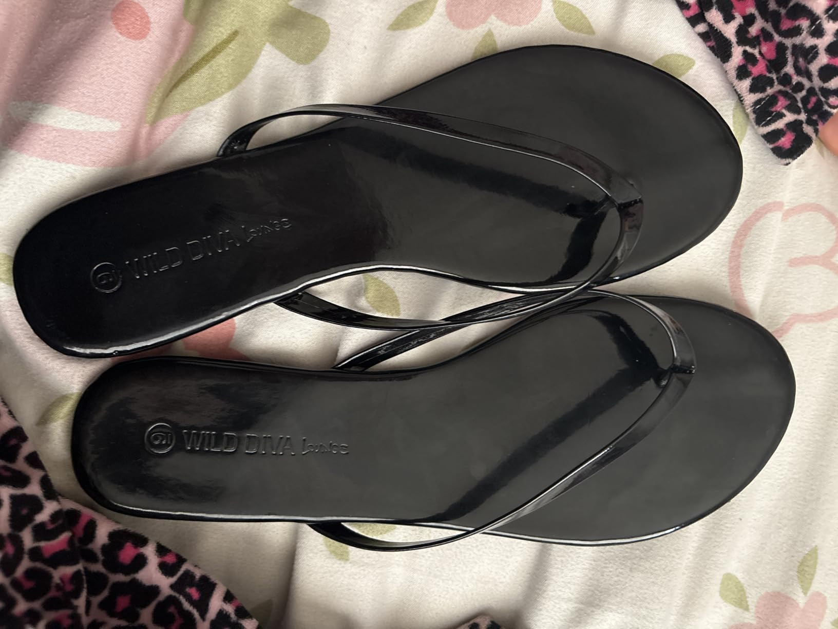 Wild Diva Classic Faux Patent Leather Almond Toe Flip Flop Thong Sandals | Amazon (US)