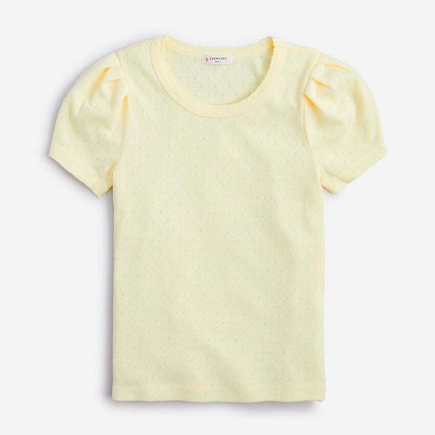 Girls' puff-sleeve pointelle T-shirt | J.Crew US