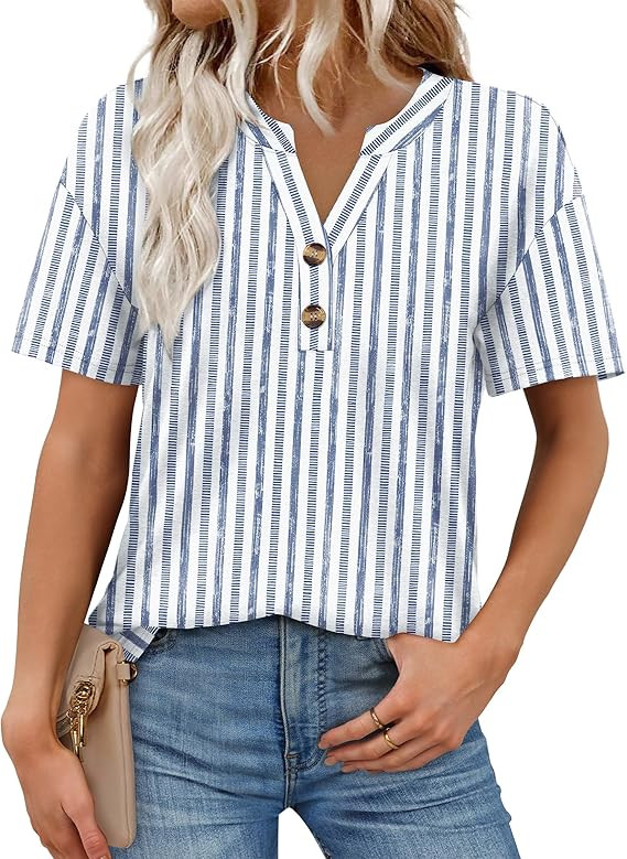 Womens Short Sleeve Tops Dressy Casual V Neck Oversized Summer Trendy Shirts Business Work Blouse... | Amazon (US)