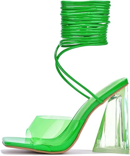 Cape Robbin Swag Women's Lace-up Heels for Women Sexy - Women Heels with Square Open Toe - Tie Up... | Amazon (US)