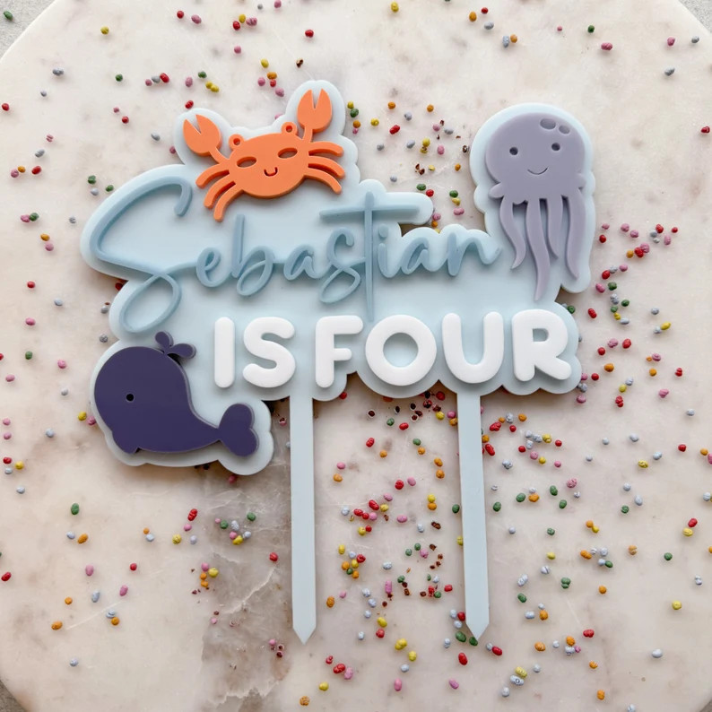 Under the Sea Cake Topper | Age Cake Topper | 3D Cake Topper | Birthday Cake Topper | Under the S... | Etsy (US)