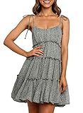 Happy Sailed Women Spaghetti Strap Dresses Layered Ruffled Sleeveless Boho Dress S Green | Amazon (US)