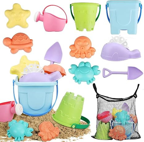 TOY Life Beach Sand Toys for Kids - Toddler Girl Beach Toys Includes Sand Buckets, Beach Shovel, ... | Amazon (US)