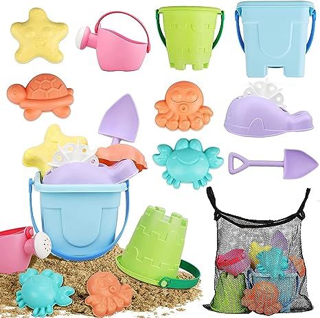 TOY Life Beach Sand Toys for Kids - Toddler Girl Beach Toys Includes Sand Buckets, Beach Shovel, ... | Amazon (US)