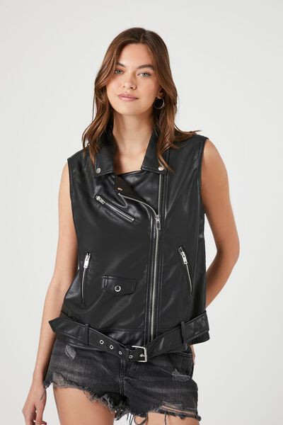 Faux Leather Sleeveless Moto Jacket | Forever 21 (US)