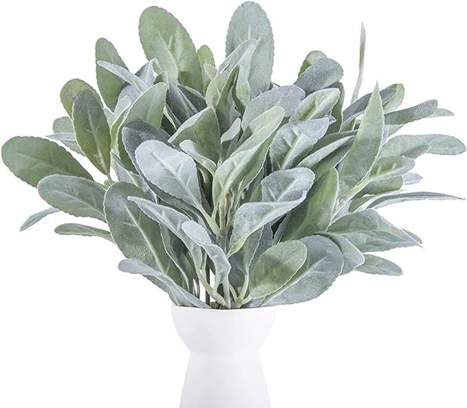 DuHouse Faux Lambs Ear Stems 6Pcs Artificial Lambs Ear Greenery Fake Floral Arrangement for Home ... | Amazon (US)
