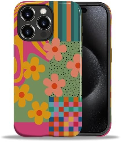 CARLOCA Case for iPhone 15 Pro Max,Retro Colorful Geometric Flower Vintage C Design Hybrid Dual P... | Amazon (US)