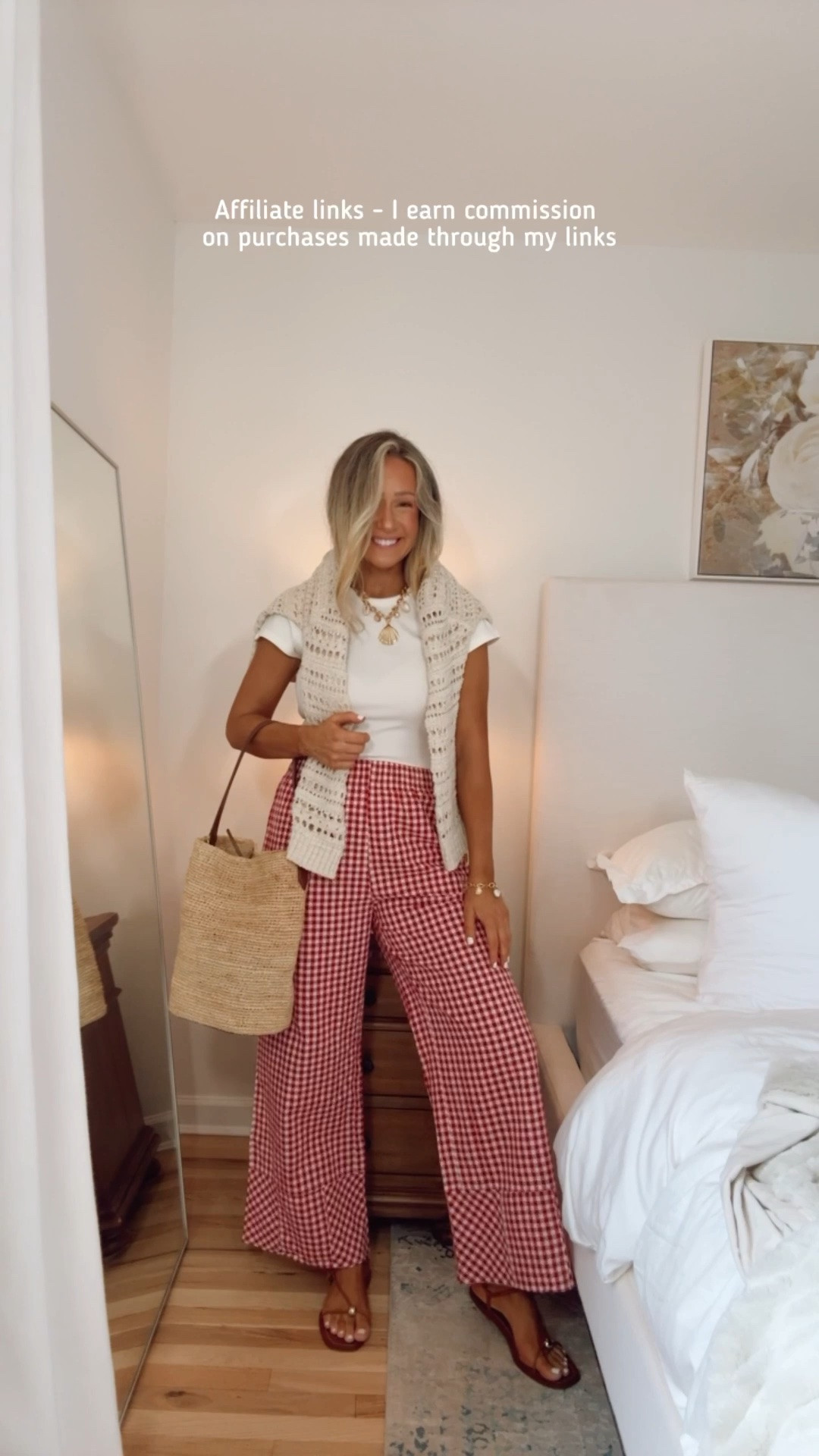 Affiliate links - I earn commission on purchases made through my links 

Classic summer outfits
Amazon gingham pants
Target summer sweater
Raffia bag