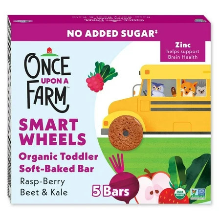 Once Upon a Farm Organic Smart Wheels Toddler Bar, Rasp-Berry & Kale 5 Count | Walmart (US)