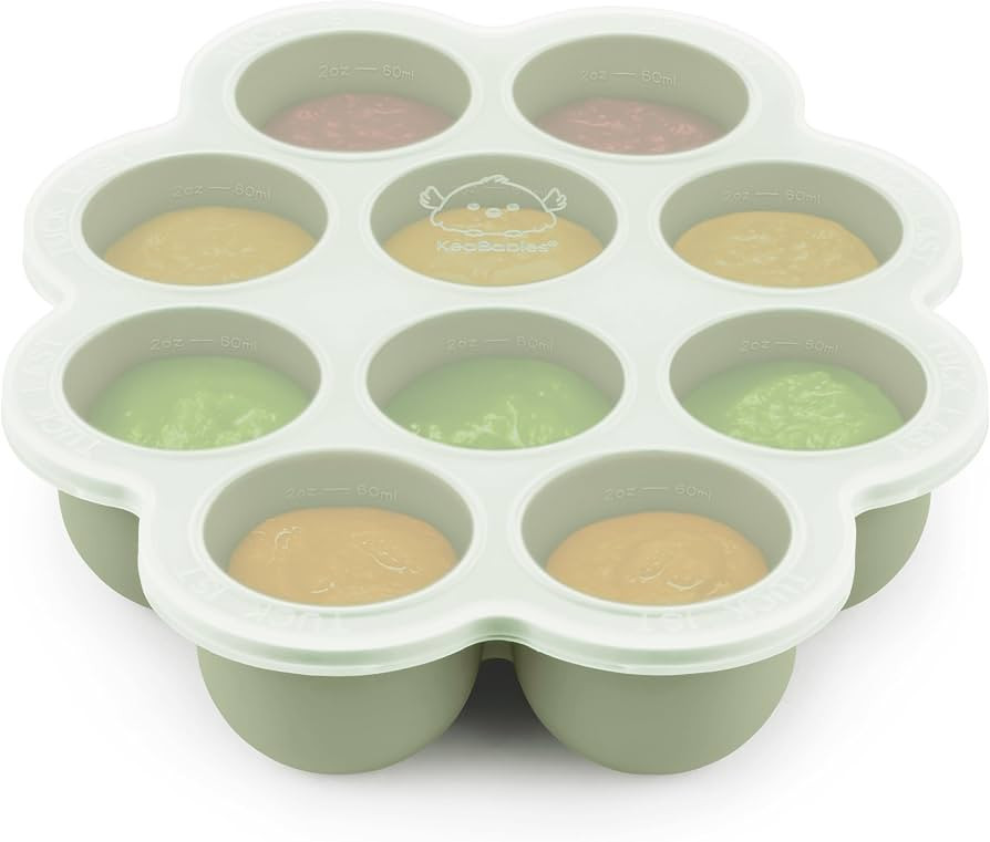 KeaBabies Silicone Food Freezer Trays with Lid, 2oz x 10 Pods (Sage) | Amazon (US)
