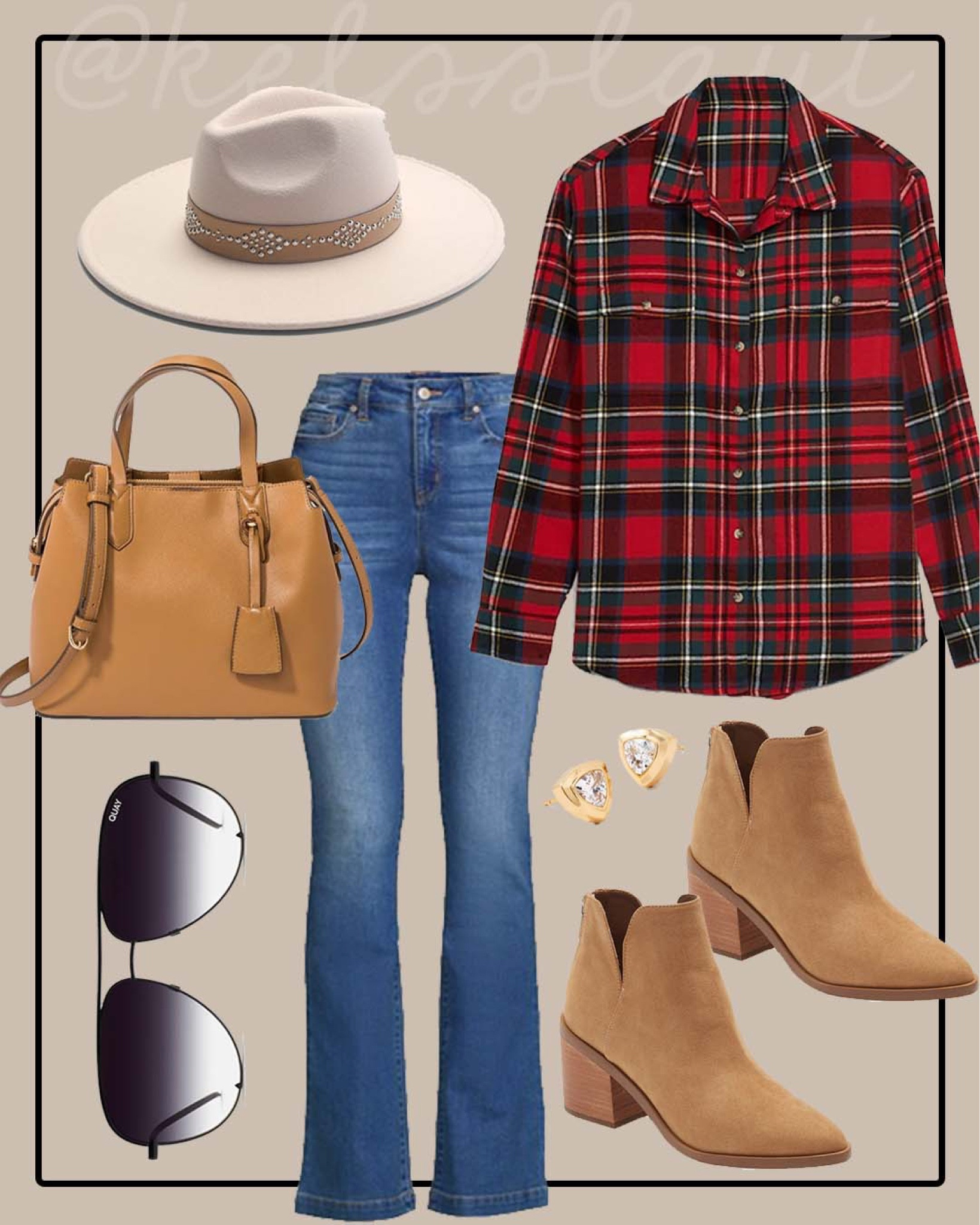 Outfit idea, old navy, holiday plaid, plaid button down, ankle booties, flare jeans 

#LTKSeasonal #LTKsalealert #LTKunder50