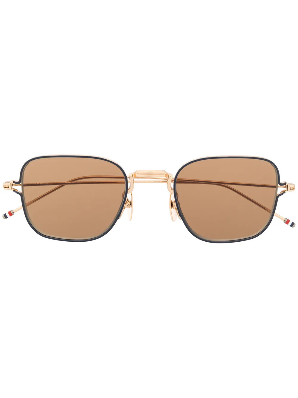 Thom Browne Eyewear thin squared sunglasses - Gold | Farfetch Global