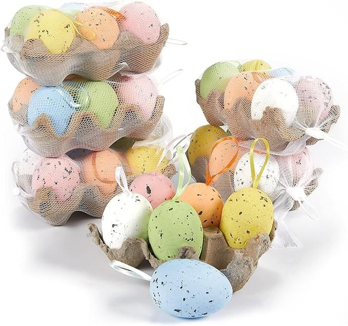 Juvale Plastic Easter Egg Ornaments - Hanging Metallic Gold Decor - Realistic Speckled Plastic Eg... | Amazon (US)
