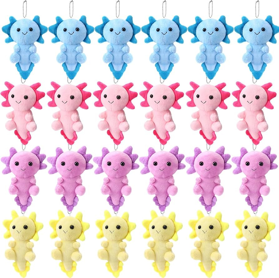 Blueweenly 24 Pcs Axolotl Keychains Plush Toys, 4 Inch Kawaii Cute Axolotls Stuffed Animal for Bo... | Amazon (US)