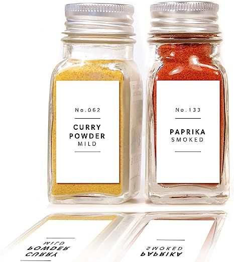 Lovable Labels Farmhouse Spice Jar Labels - Minimalist 184 Preprinted + 8 Blank Write-on Stickers... | Amazon (US)