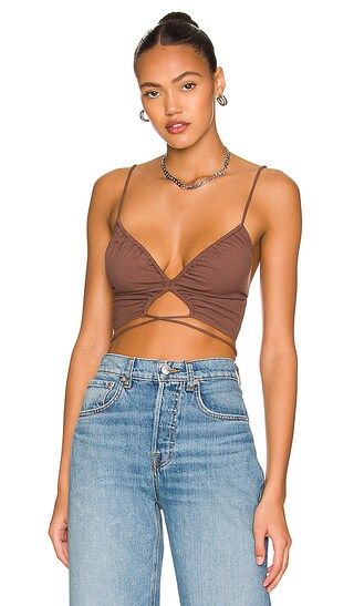 Daliah Ruched Cami Top in Brown | Revolve Clothing (Global)
