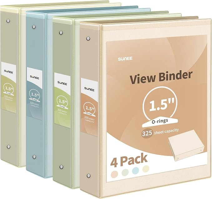 SUNEE 3 Ring Binder 1.5 Inch 4 Pack, Clear 1 1/2 Inch View Binders Three Ring PVC-Free (Fit 8.5x1... | Amazon (US)