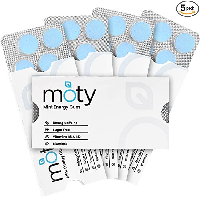 MOTY Caffeine Energy Gum – 100mg Caffeine per Piece, Bitterless, Sugar Free, Vitamin B6 & B12 (... | Amazon (US)