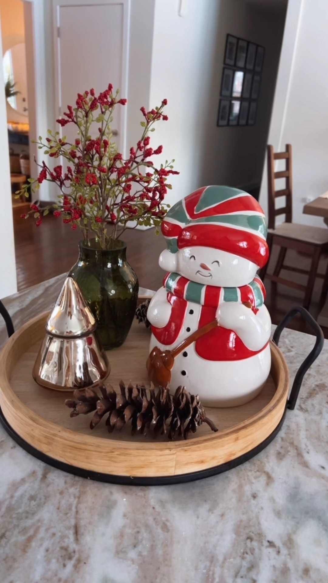 Walmart tray styling idea making me happy! The tree is a candle, and the snowman is a cookie jar (mine is last year, I’ll link this year’s version). #christmas decor centerpiece 

#LTKFindsUnder50 #LTKHome #LTKHoliday