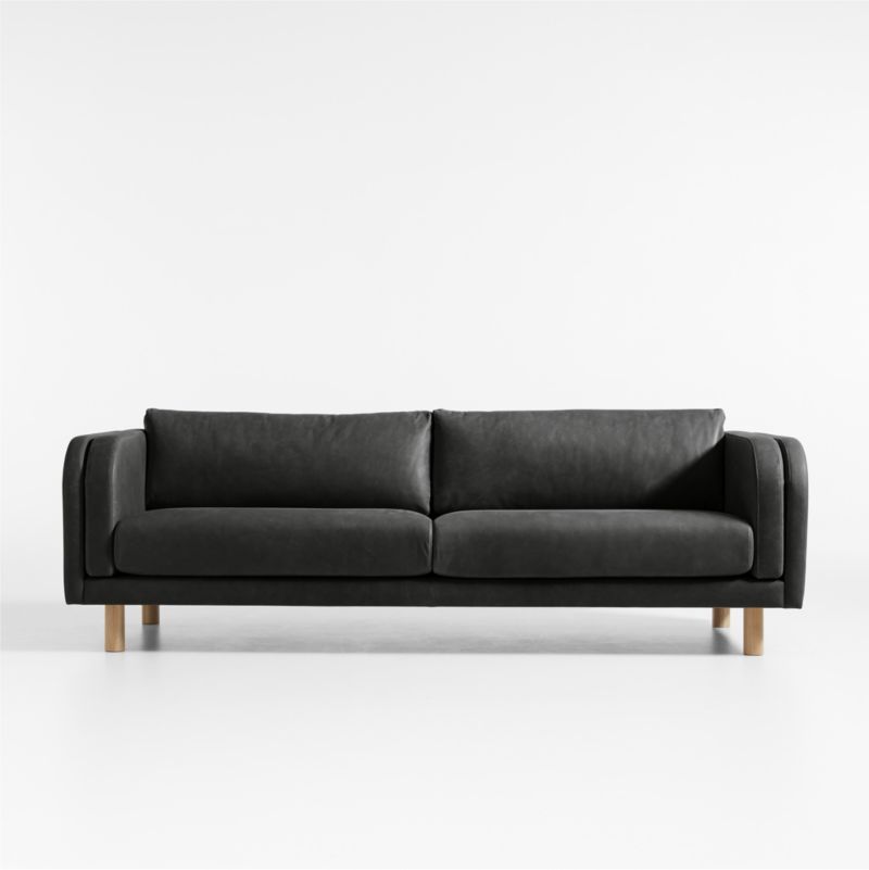 Pershing Leather Curved Arm 90" Sofa | Crate & Barrel | Crate & Barrel