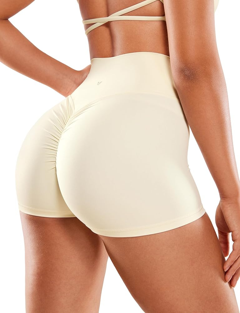 VANTONIA Womens Scrunch Butt Biker Shorts 2" - No Front Seam High Waisted Workout Booty Shorts Bu... | Amazon (US)