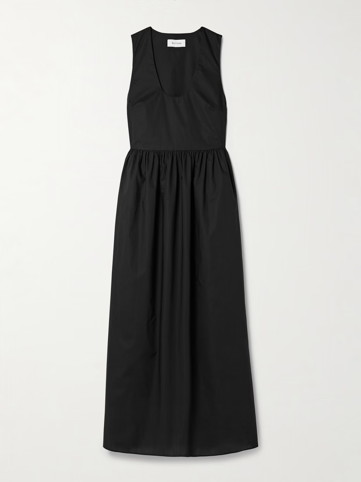 Matteau - Gathered Organic Cotton-poplin Midi Dress - Black | NET-A-PORTER (US)