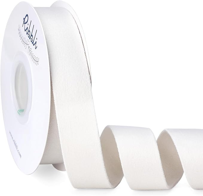 Ribbli Cream White Velvet Ribbon Double Faced 1 Inch 10-Yard Spool White Ribbon Use for Christmas... | Amazon (US)