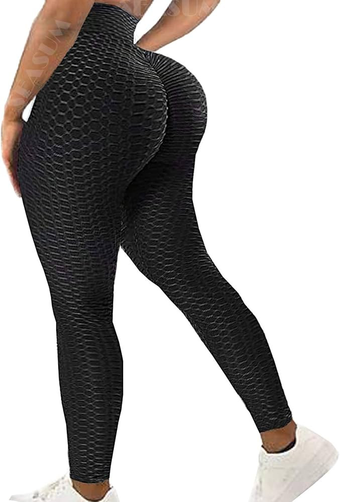 SEASUM Women High Waisted Workout Yoga Pants Butt Lifting Scrunch Booty Leggings Tummy Control An... | Amazon (US)