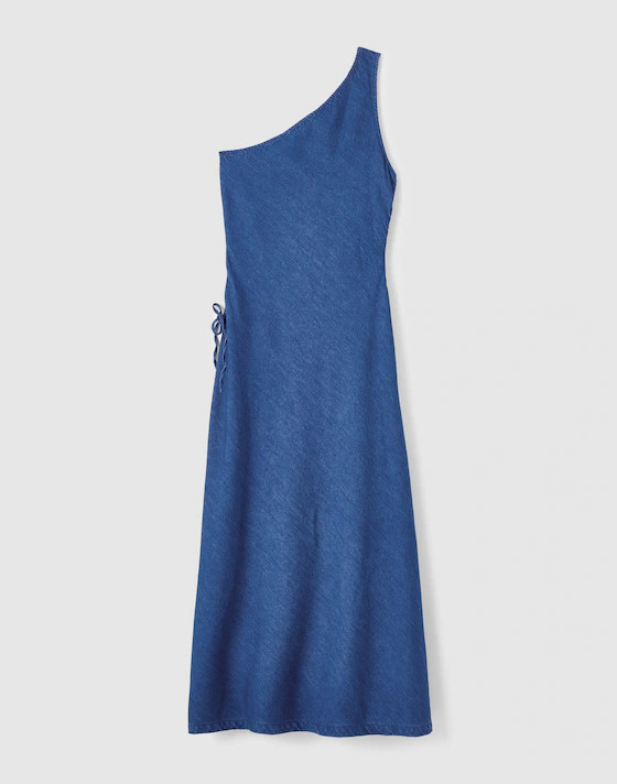 Denim One-Shoulder Maxi Dress | Madewell