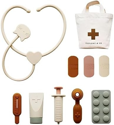 Marlowe & Co Silicone Pretend Play Doctor Kit for Children, 10 Piece Pretend Play Doctor and Vet ... | Amazon (US)