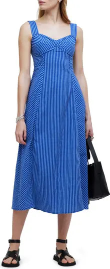 Madewell Stripe Sweetheart Neck Sleeveless Midi Dress | Nordstrom | Nordstrom